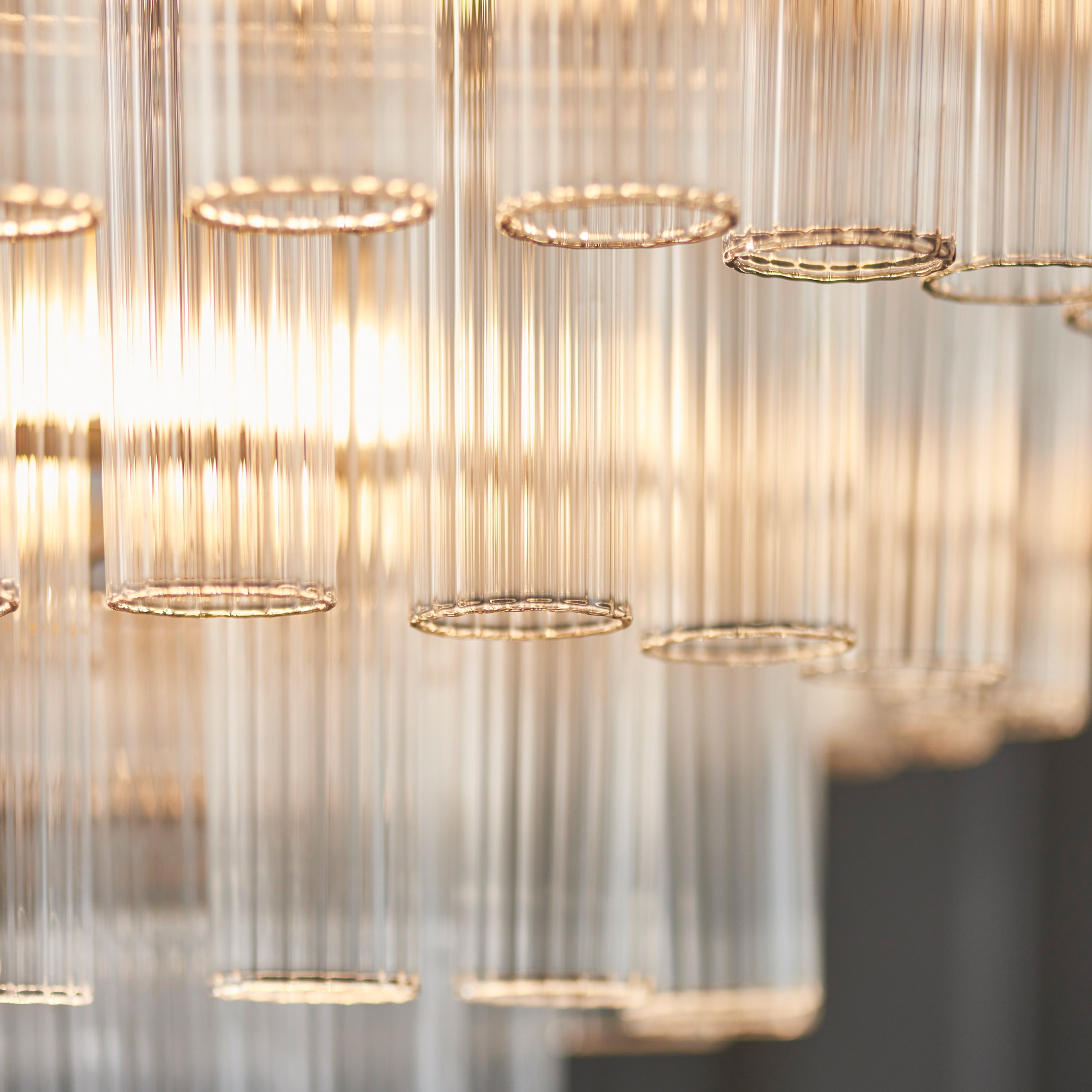 Balma Polished Nickel & Ribbed Glass Tiered Chandelier